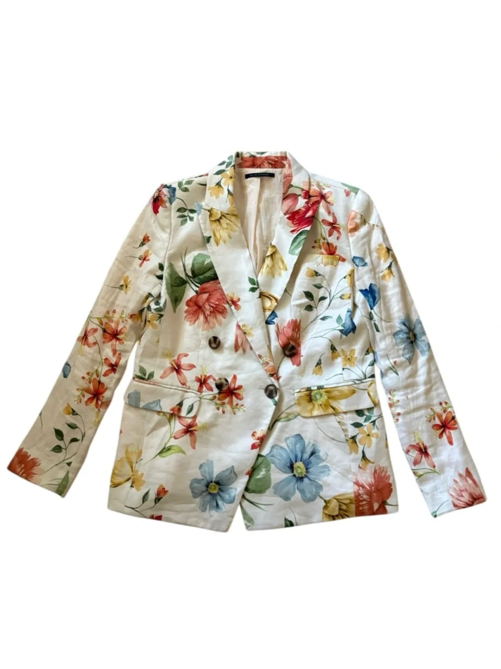 Elie Tahari Garden Party Floral Linen Blend Two-Piece PantSuit Set Blazer + Pant - Picture 6 of 16